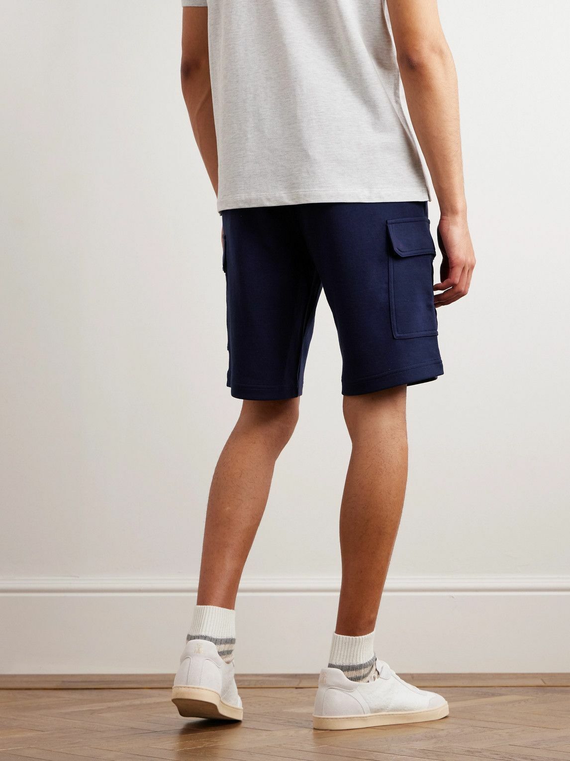 Brunello Cucinelli - Straight-Leg Cotton-Blend Jersey Cargo Shorts - Blue  Brunello Cucinelli