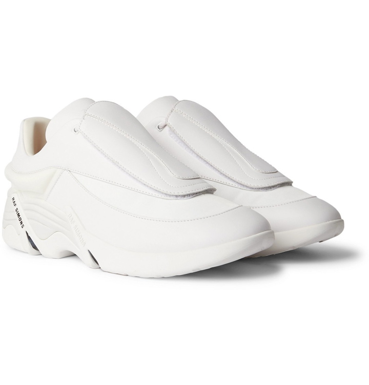 Photo: Raf Simons - Antei Rubber-Trimmed Leather Sneakers - White
