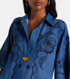 Zimmermann Aster embroidered denim midi dress