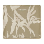 Saint Laurent Beige and Khaki Printed Bifold Wallet