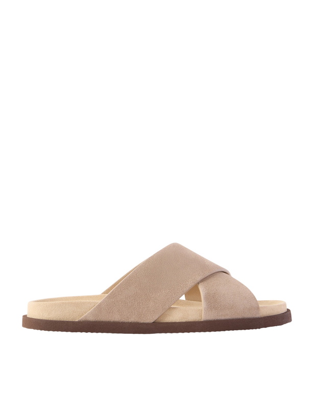 Photo: Brunello Cucinelli - Suede Slides - Brown