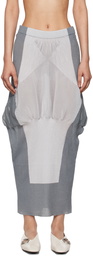 ISSEY MIYAKE Gray Shaped Nude Maxi Skirt