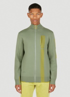 Stria Zip Front Knit Sweatshirt in Green
