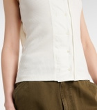 Lemaire Scarf-detail cotton and linen jersey top