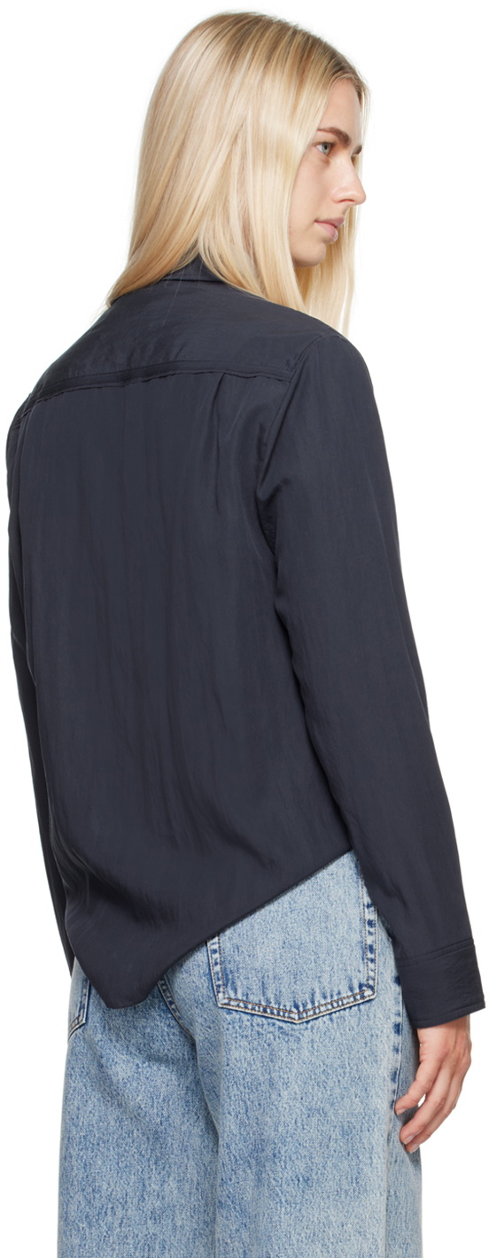 3.1 Phillip Lim Navy Crossover Shirt