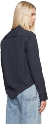 3.1 Phillip Lim Navy Crossover Shirt
