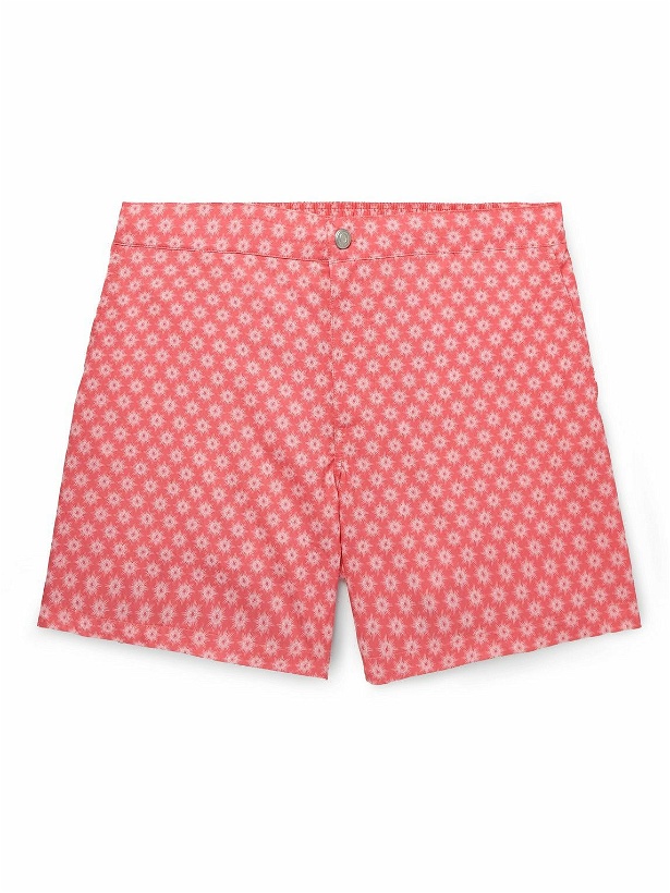 Photo: Peter Millar - Bali Sunburst Straight-Leg Mid-Length Printed Swim Shorts - Pink