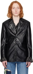 Dunst Black 2 Button Faux-Leather Blazer