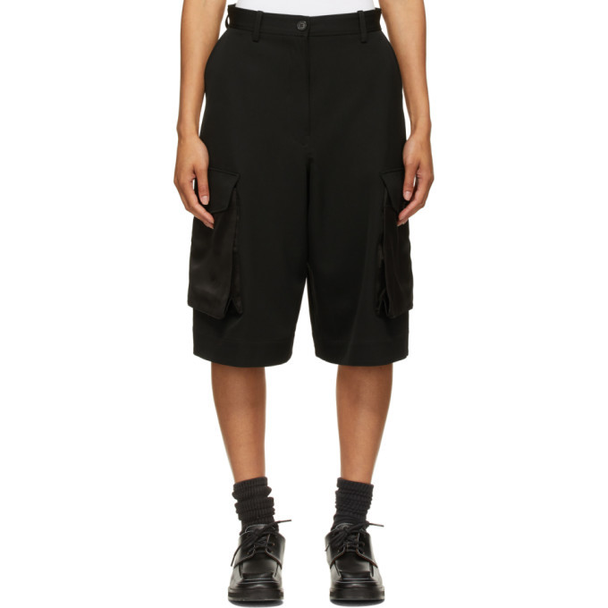 Photo: JW Anderson Black Wide-Leg Cargo Shorts