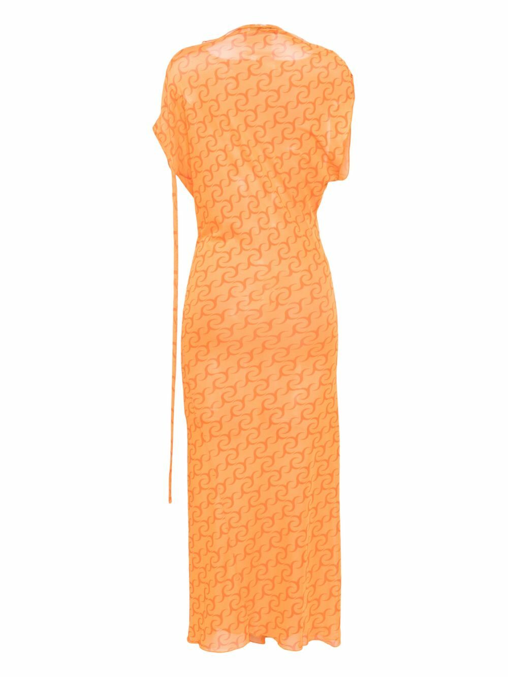 Jade Cropper Orange Logo-Print Asymmetric Midi Dress