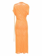 Jade Cropper Orange Logo-Print Asymmetric Midi Dress