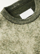 Maison Margiela - Satin-Trimmed Splattered Wool and Cotton-Blend Sweater - Green