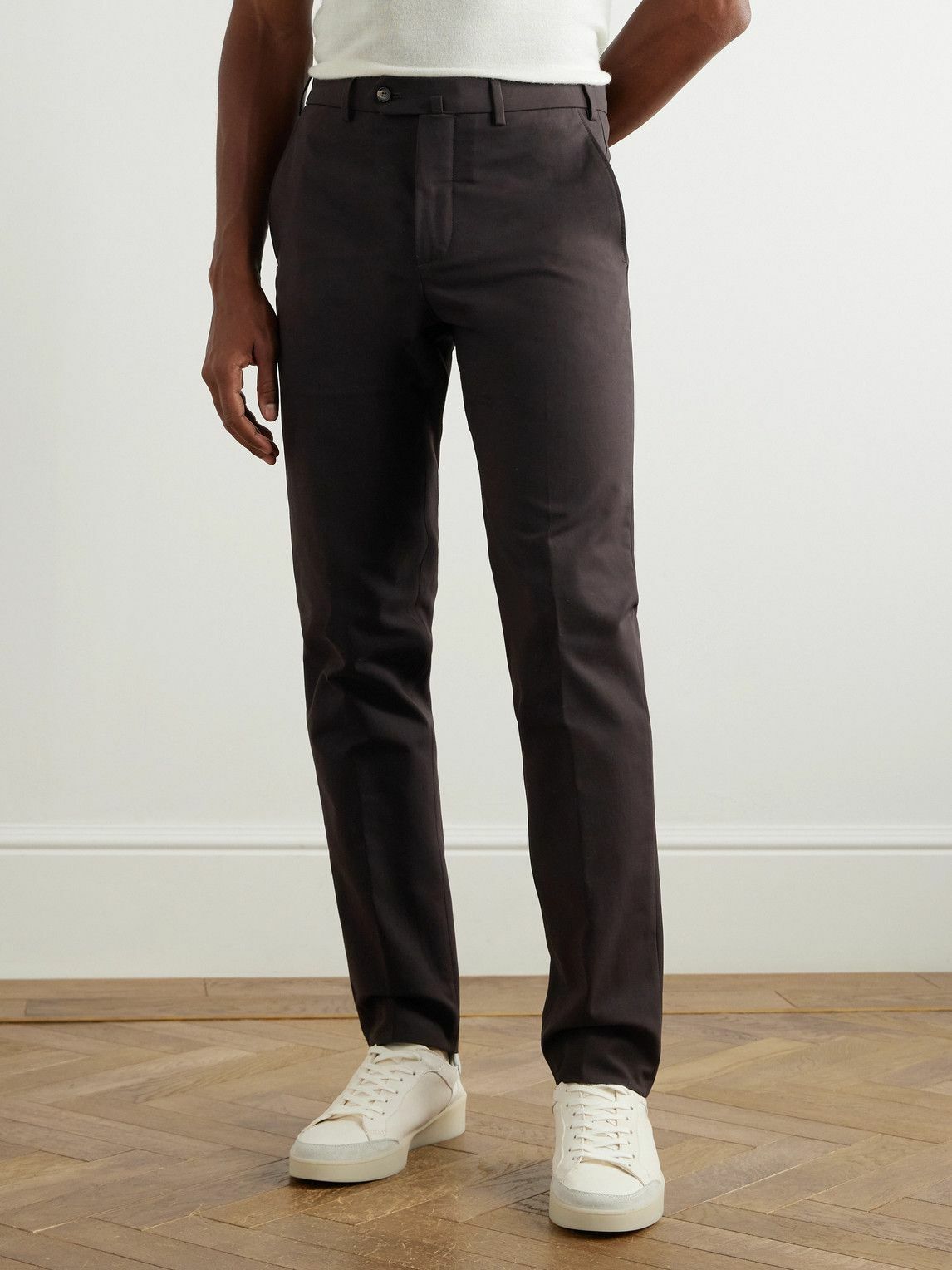 Loro Piana - Carlo Hyannis Tapered Cotton-Blend Trousers - Brown