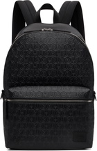 Hugo Black Embossed-Logo Faux-Leather Backpack