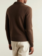 TOM FORD - Suede-Trimmed Wool-Blend Half-Zip Sweater - Brown