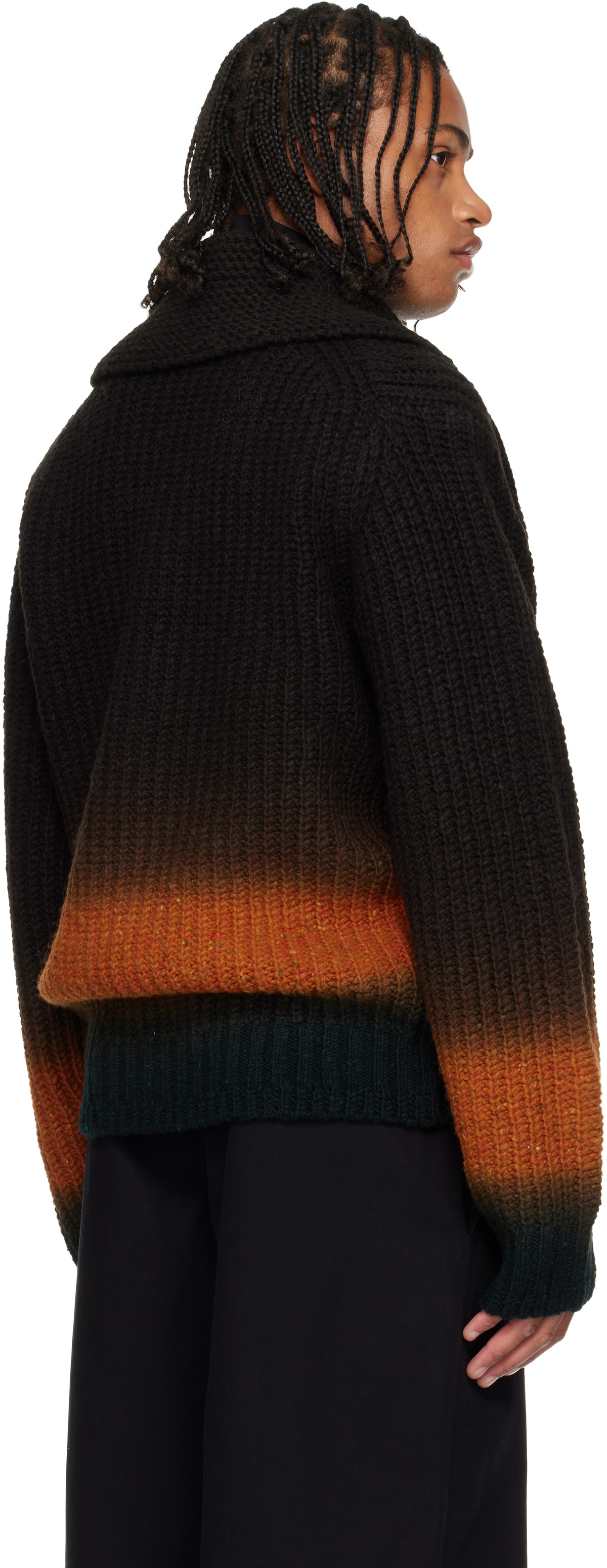 sacai Brown Garment-Dyed Wool Cardigan