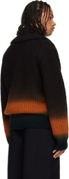sacai Brown Garment-Dyed Wool Cardigan