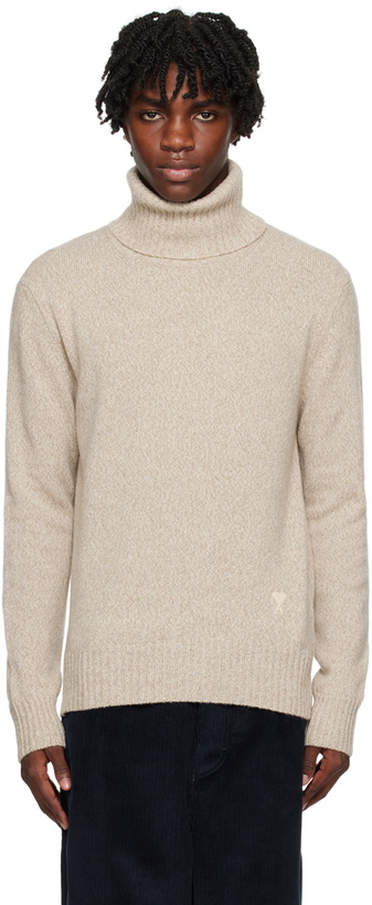 Photo: AMI Paris Beige Ami De Cœur Turtleneck