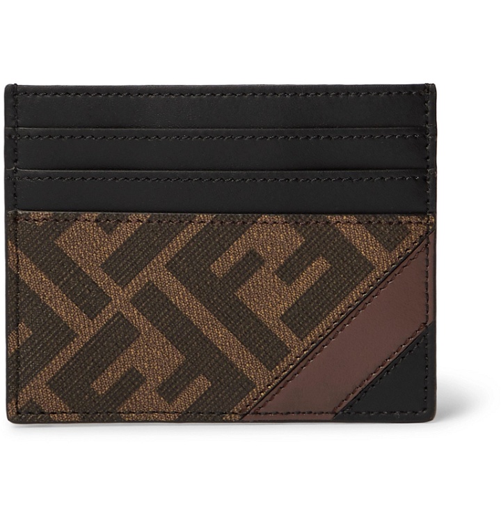 Photo: Fendi - Logo-Print Coated-Canvas and Leather Cardholder - Brown