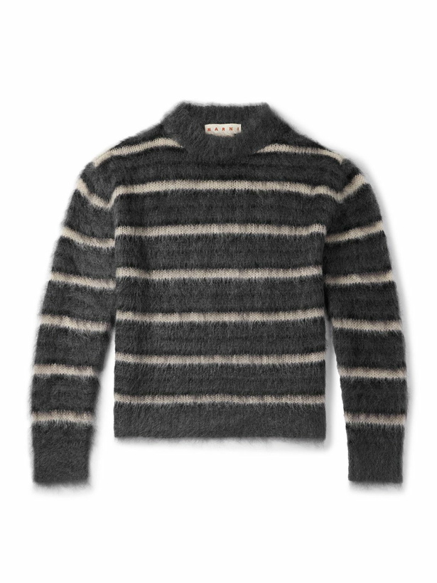 Photo: Marni - Striped Mohair-Blend Sweater - Gray