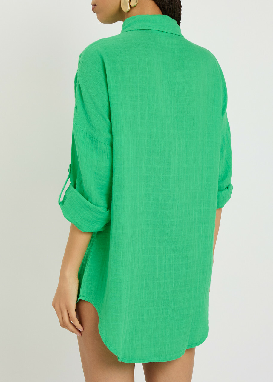 Melissa Odabash Elena Cotton Gauze Cover-up Shirt Green