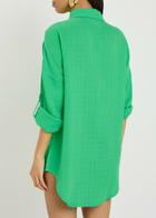 Melissa Odabash Elena Cotton Gauze Cover-up Shirt Green