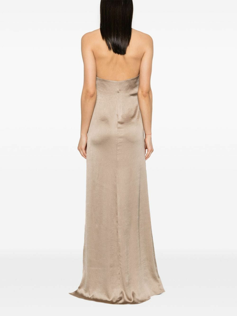 Blumarine Neutral Satin Draped Dress
