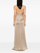 Blumarine Neutral Satin Draped Dress