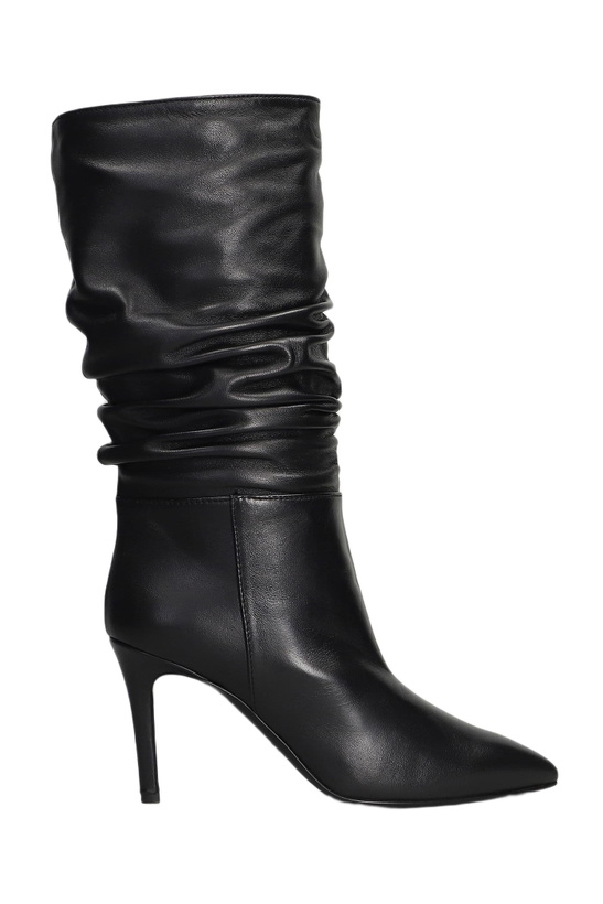 Photo: Via Roma 15 High Heels Boots In Black Leather