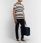 Nudie Jeans - Roy Barcode Logo-Flocked Striped Cotton-Jersey T-Shirt - Off-white