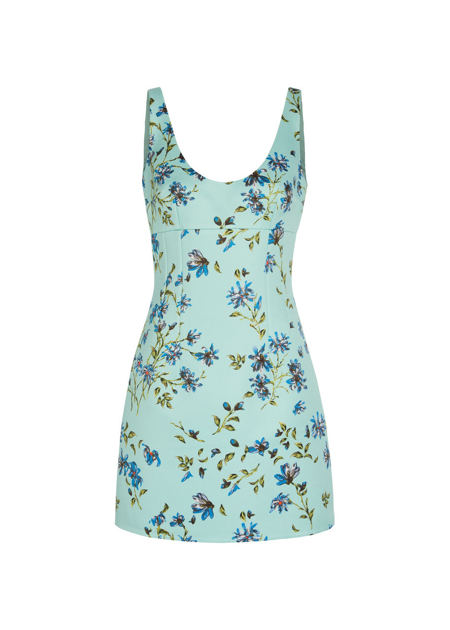 Emilia Wickstead Einna Floral-print Faille Mini Dress Blue