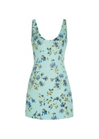 Emilia Wickstead Einna Floral-print Faille Mini Dress Blue