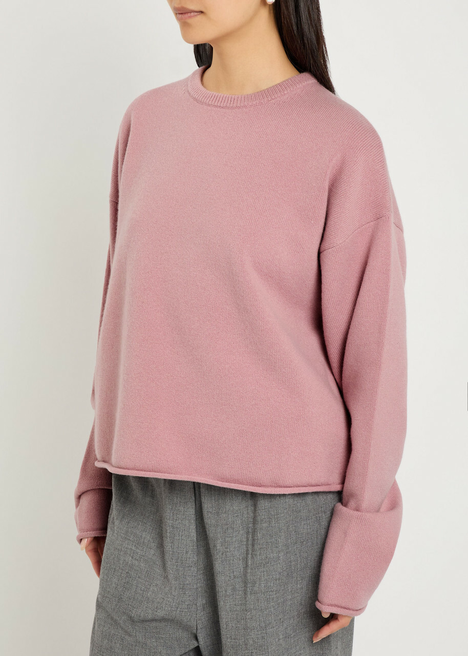 Extreme Cashmere N°426 Comfy Roll-trimmed Cashmere-blend Jumper - Pink - One Size