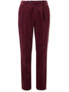 Brunello Cucinelli - Straight-Leg Pleated Cotton-Corduroy Trousers - Red