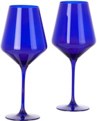 Estelle Colored Glass Blue Wine Glass Set