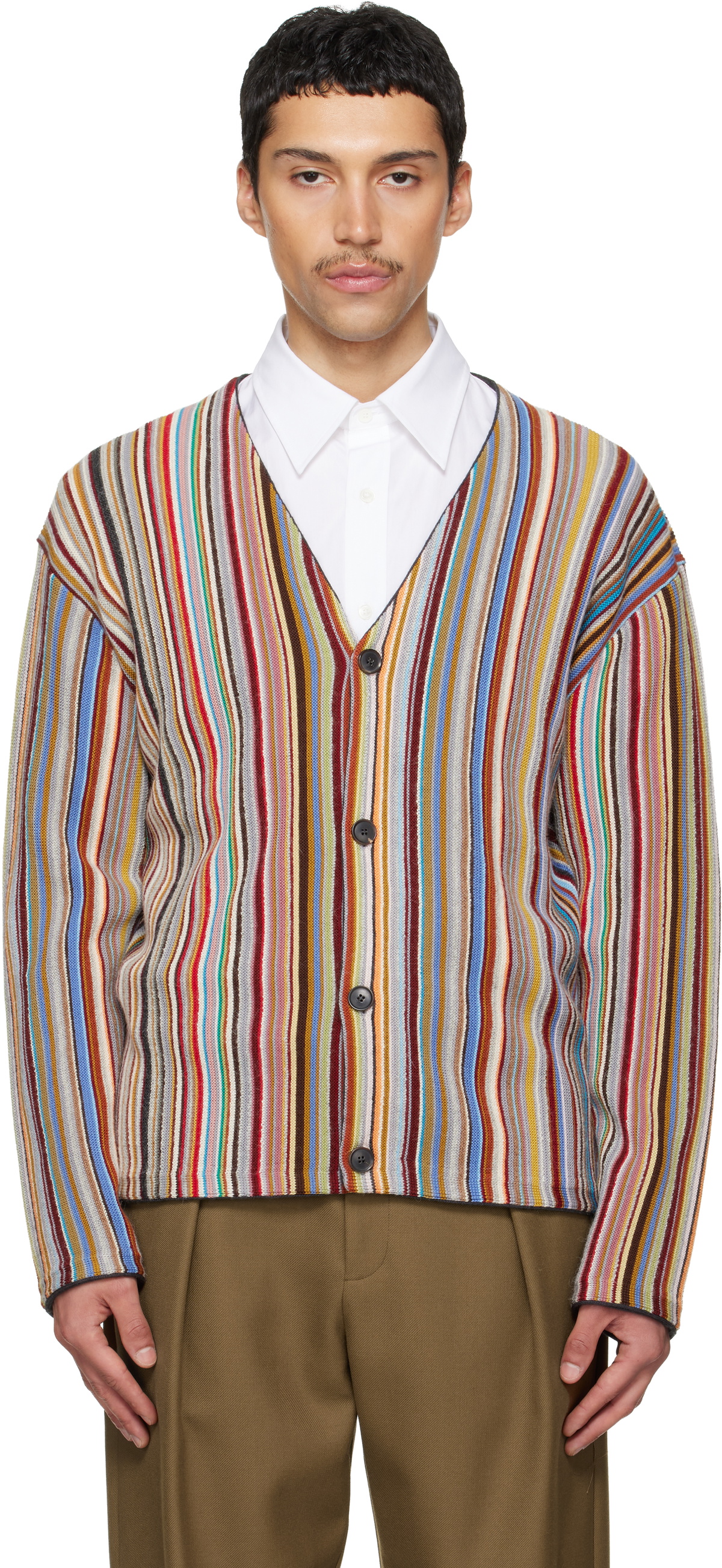 Paul Smith Multicolor 'Signature Stripe' Merino Wool-Blend Cardigan