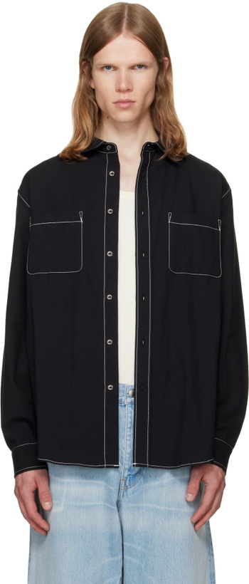Photo: vowels Black Double Pocket Shirt
