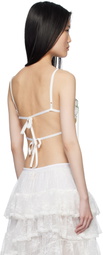 Yuhan Wang SSENSE Exclusive White Cat Printed Handkerchief Cotton Camisole