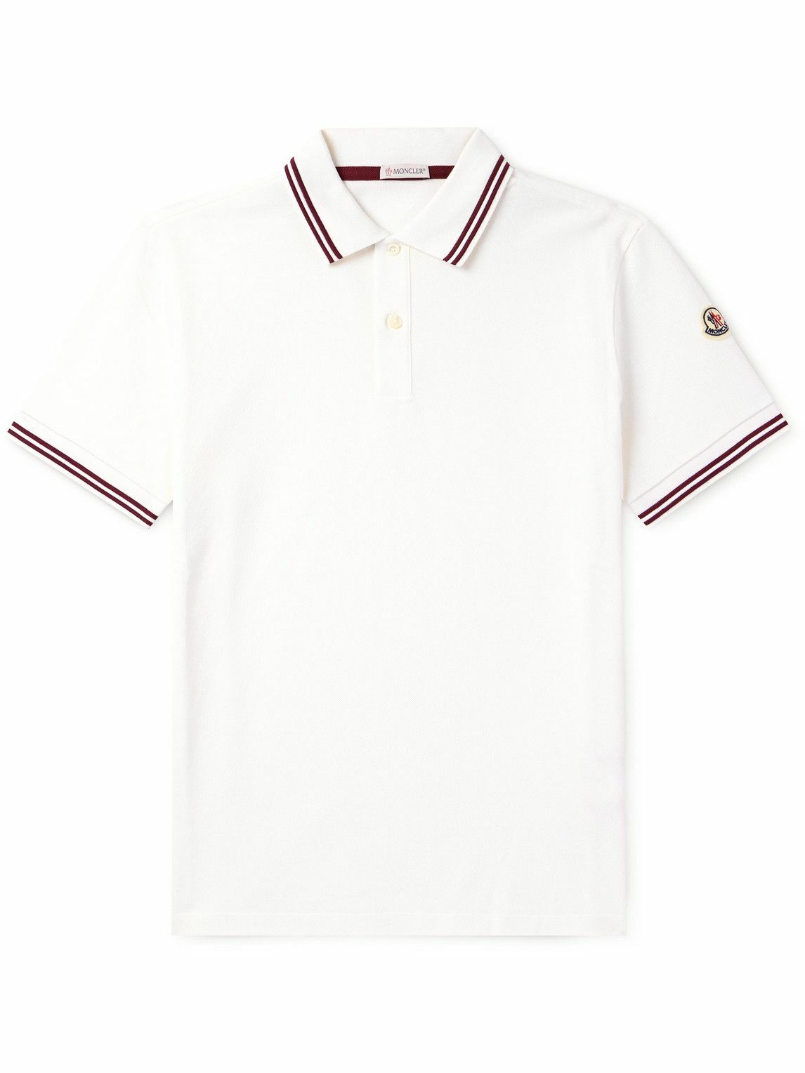 Moncler - Slim-Fit Logo-Appliquéd Cotton-Piqué Polo Shirt - White