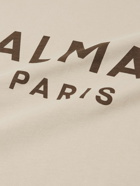 Balmain - Logo-Print Cotton-Jersey T-Shirt - Neutrals