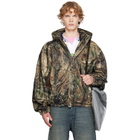 Balenciaga Khaki Camo Flocked Cotton Hooded Jacket