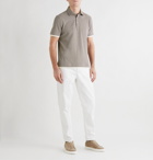 Brunello Cucinelli - Slim-Fit Jersey-Trimmed Cotton-Piqué Polo Shirt - Gray