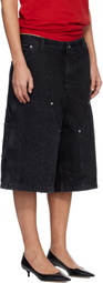 Carhartt Work In Progress Black Snake Nixon Double Knee Denim Shorts