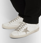 Golden Goose - Superstar Distressed Patent-Leather and Suede Sneakers - White