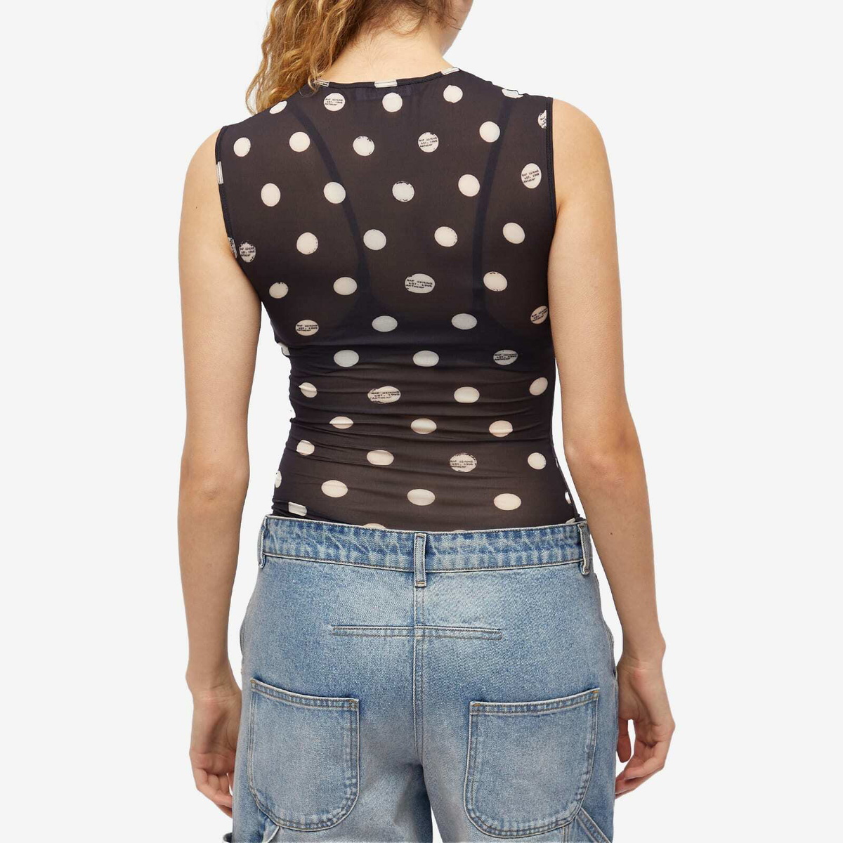 Raf Simons Women's Sleeveless Stocking Logo Top in Black Raf Simons Women's Sleeveless Stocking Logo Top in Black