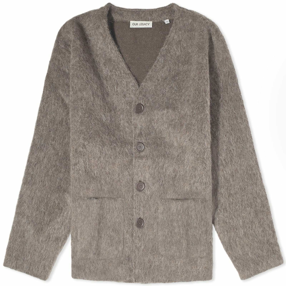 Our Legacy Men's Cardigan in Mole Grey Mohair Our Legacy