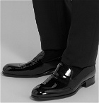 TOM FORD - Edgar Grosgrain-Trimmed Patent-Leather Loafers - Black