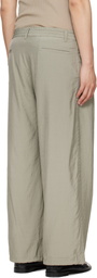 YOKE Taupe Silk Nylon 2Pleated Easy Trousers