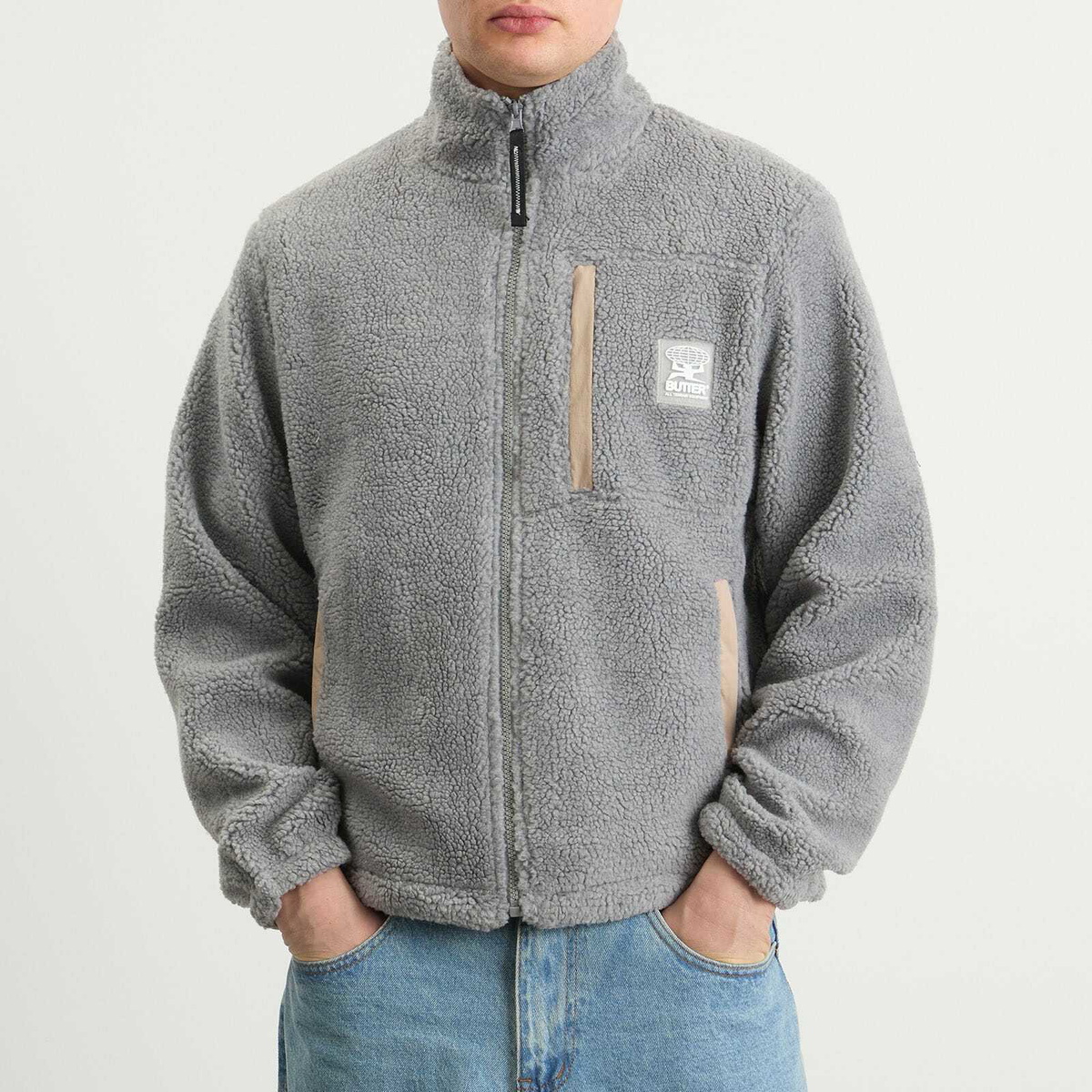 Butter Goods Men's Terrain Highpile Fleece Jacket in Grey