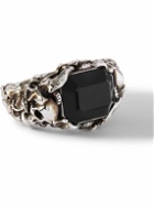 Alexander McQueen - Ivy Skull Burnished Silver-Tone Crystal Ring - Silver